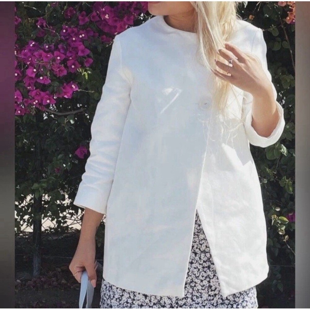 Zara Girls White Double Breasted Dress Coat Size 5 Toddler Spring/Summer Jacket